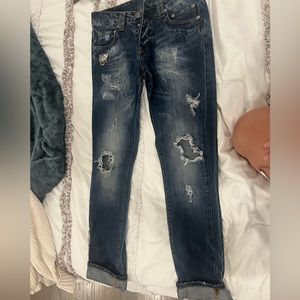 Philipp Plein Distressed Blue Jeans